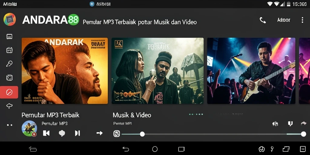 Tampilan antarmuka dan fungsi Pemutar MP3 ANDARA88.