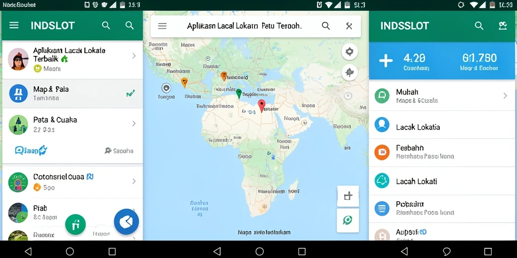 Screenshot antarmuka INDSLOT yang menunjukkan fitur Lacak Lokasi.