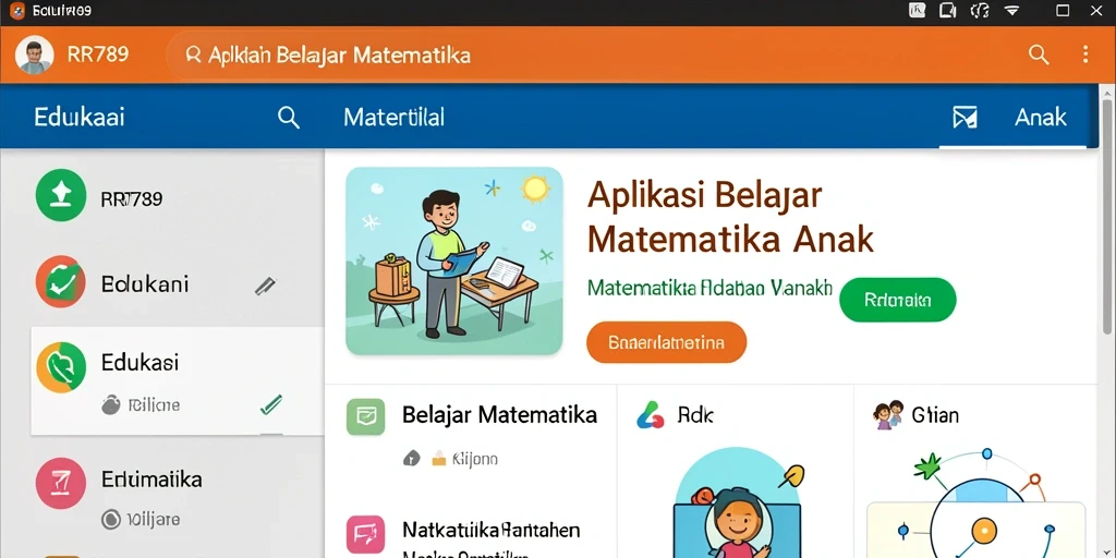 Antarmuka pengguna yang menarik dan interaktif dari aplikasi Belajar Matematika.