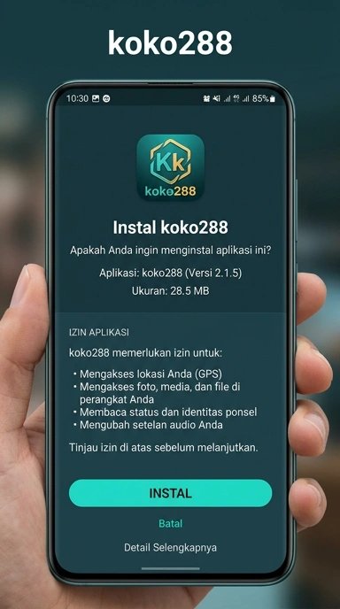 Tampilan halaman APK koko288