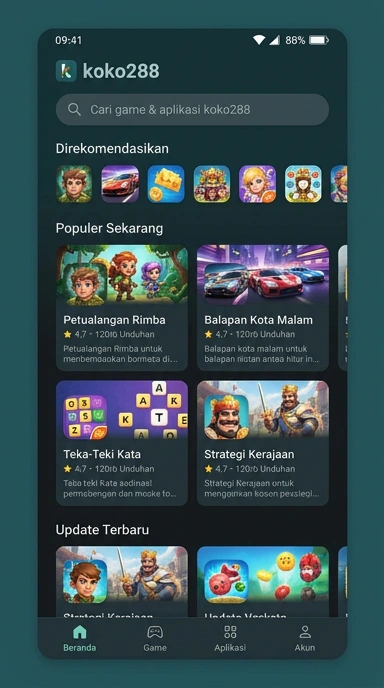 Tampilan katalog aplikasi koko288
