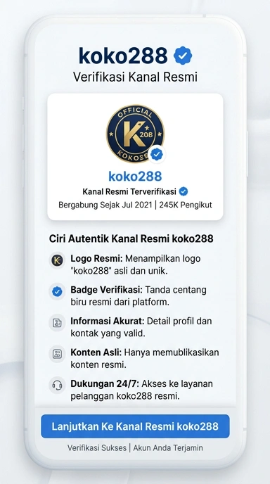 Tampilan kanal resmi koko288